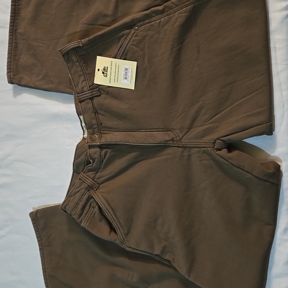 Old MILL ORIGINAL FIT Men's Brown Canvas Fleece Pants Jeans Size W38 L34 - Picture 2 of 5